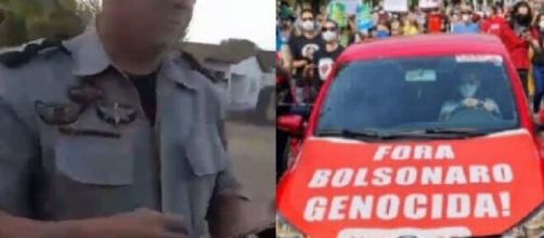 Professor &eacute; preso ap&oacute;s se recusar a retirar faixa contra Bolsonaro (Fotomontagem/Reprodu&ccedil;&atilde;o/Redes sociais))