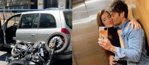 La moto de Rodri y Adara, destrozada (Fotos @rodrifuertespuch)