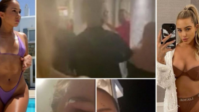 La fianc&eacute;e de Riyad Mahrez au coeur d'une bagarre en Gr&egrave;ce. (cr&eacute;dit Instagram, montage)