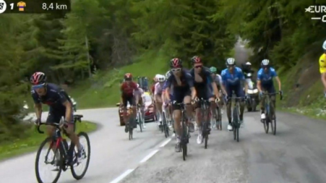 L'attacco di Richie Porte sulla salita di La Plagne.