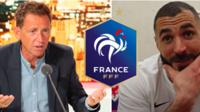 Daniel Riolo et Benzema capture d'&eacute;cran vid&eacute;os YouTube, Logo FFF wikip&eacute;dia