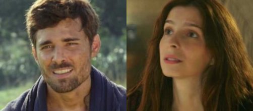 Jac&oacute; e Lia em 'G&ecirc;nesis' (Fotomontagem/Reprodu&ccedil;&atilde;o/Record TV)