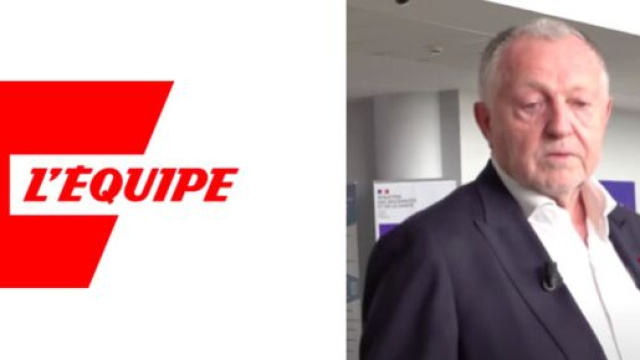 La r&eacute;ponse de Jean-Michel Aulas au journal L'&Eacute;quipe capture d'&eacute;cran logo journal plus Aulas vid&eacute;o YouTube