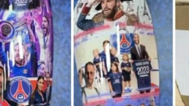Sergio Ramos a pr&eacute;sent&eacute; ses prot&egrave;ge-tibias aux couleurs du Paris Saint-Germain (Credit Instagram)