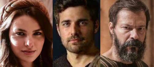 Raquel, Jac&oacute; e Lab&atilde;o em 'G&ecirc;nesis' (Fotomontagem/Reprodu&ccedil;&atilde;o/Record TV)