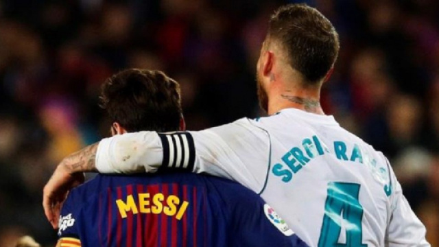 Sergio Ramos et Lionel Messi &eacute;taient rivaux en Liga, ils vont d&eacute;sormais jouer ensemble au PSG (Source : capture Youtube)