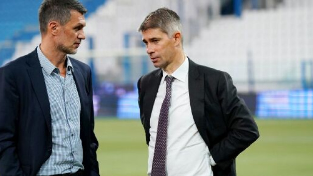 Paolo Maldini e Massara, dirigenti del Milan.