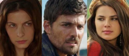 Lia, Jac&oacute; e Raquel em 'G&ecirc;nesis'. (Fotomontagem)