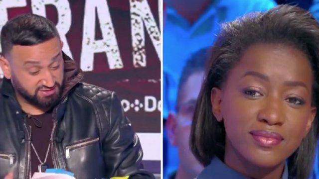 Le pr&eacute;sentateur de TPMP Cyril Hanouna et Hapsatou Sy. Source : capture d'&eacute;cran C8