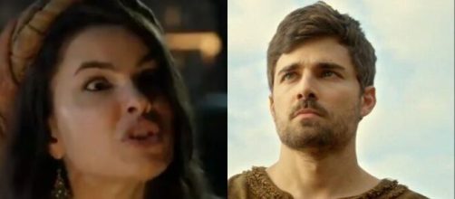 Raquel e Jac&oacute; em 'G&ecirc;nesis' (Fotomontagem/Reprodu&ccedil;&atilde;o/Record TV)