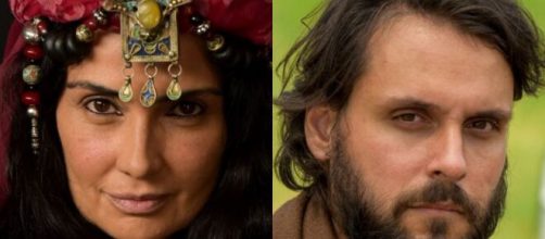 Bila e R&uacute;ben vivem romance em 'G&ecirc;nesis' (Fotomontagem/Reprodu&ccedil;&atilde;o/Record TV)