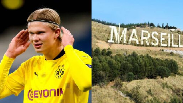 Erling Haaland en contact avec Marseille (capture YouTube et montage photo)