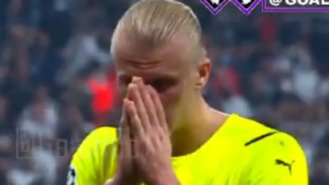 L'&eacute;norme rat&eacute; d'Erling Haaland contre Besiktas (capture YouTube)