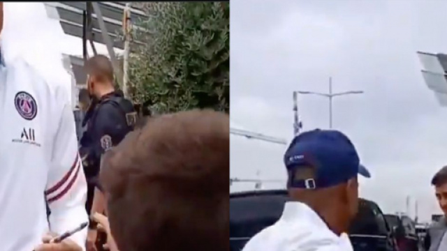 Mbapp&eacute; interpell&eacute; par un jeune fan du PSG. (cr&eacute;dit Twitter)