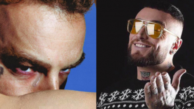 A sinistra Salmo nella cover di Flop, a destra Gu&eacute; Pequeno.