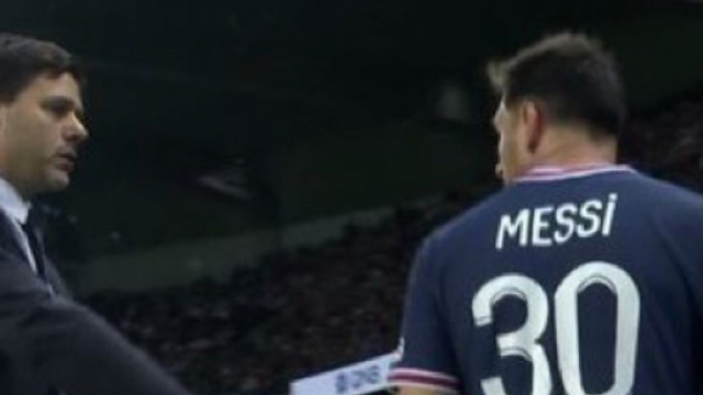 Leo Messi pas content de sortir face &agrave; Lyon. (cr&eacute;dit Twitter)