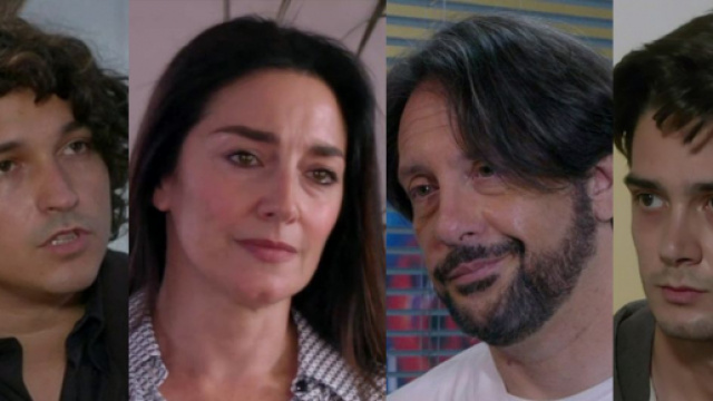 Un posto al sole: Mattia (Andrea Pacelli), Adele Picardi (Sara Ricci), Mauro Buonocore (Giampiero Mancini) e Massimo Scotto (Raul Macciocchi).