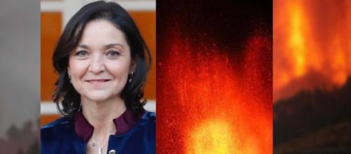 Reyes Maroto, ministra de turismo, considera un bien tur&iacute;stico el desastre natural de La Palma (@rodriguez_cuqui y collage)