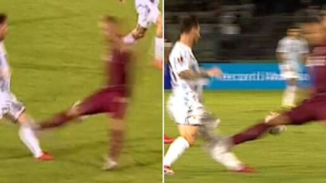 Le tacle assassin sur Messi (capture YouTube et montage)