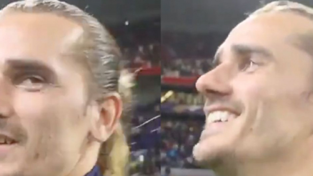 Griezmann content apr&egrave;s son doubl&eacute; face &agrave; la Finlande. (cr&eacute;dit Twitter)