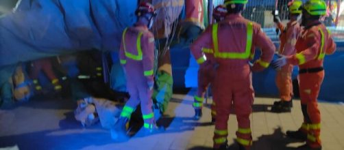El castillo hinchable de la feria de Mislata sali&oacute; volando (Bombers Valencia)