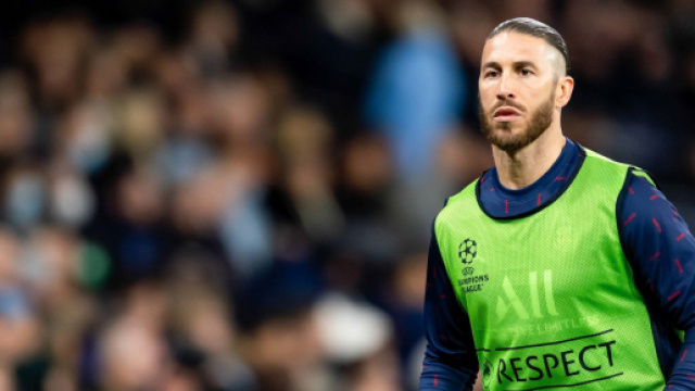 PSG : Sergio Ramos sur le banc lors du match face &agrave; Lyon - Source : capture d'&eacute;cran, Twitter