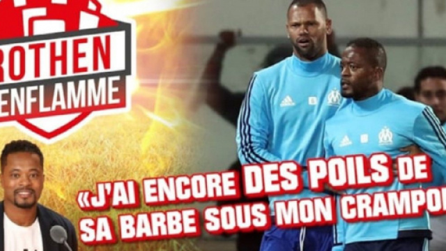 'Il reste des poils de sa barbe sur mes crampons' Evra revient sur son high kick avec l'OM - Source : capture d'&eacute;cran, Youtube