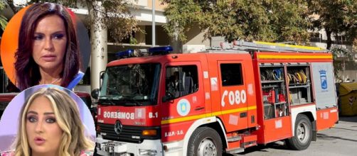 Olga y Roc&iacute;o Flores desalojadas del incendio (Capturas de Telecinco)