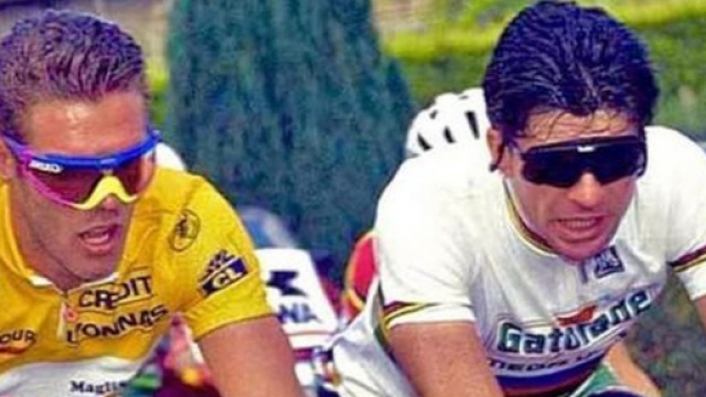 Mario Cipollini insieme a Gianni Bugno.