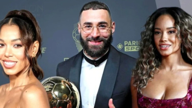 Karim Benzema a pu profiter de sa compagne et de la m&egrave;re de son fils pour lui rendre hommage au Ballon d'Or. (cr&eacute;dit Twitter)