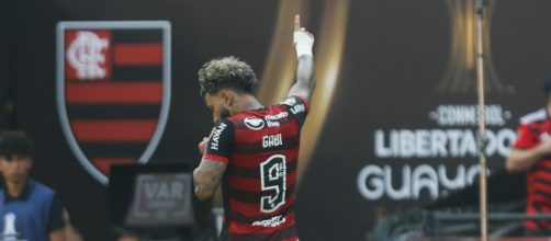 Gabi comemora quarto gol em tr&ecirc;s finais pelo Flamengo Foto: Marcelo Cortes / Flamengo