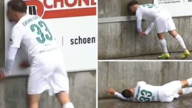 Il frappe violemment sa t&ecirc;te contre un mur pour sauver un corner, la vid&eacute;o devient virale (capture YouTube)