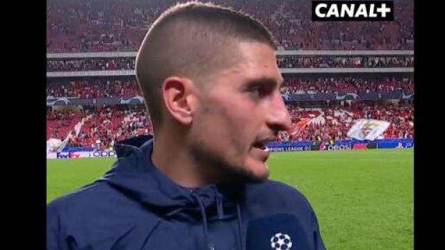 Marco Verratti agac&eacute; par l'arbitrage apr&egrave;s Benfica-PSG. (cr&eacute;dit Twitter)