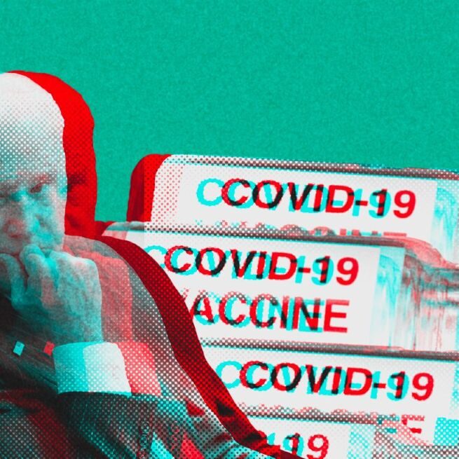 Joe Biden and vaccine vials (Image source: Blasting News Creative Dept.)