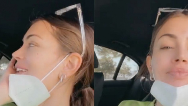 M&eacute;lanie Martial en voiture avec son mari (cr&eacute;dit Twitter)