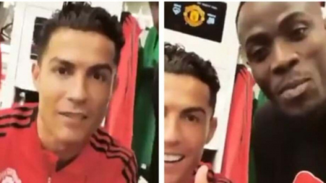 Cristiano Ronaldo s'exprime en fran&ccedil;ais aux cot&eacute;s d'Eric Bailly. Source : Capture Twitter