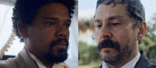 Samuel e T&ocirc;nico em 'Nos Tempos do Imperador' (Fotomontagem/Reprodu&ccedil;&atilde;o/TV Globo)