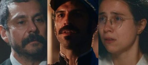 T&ocirc;nico, Borges e Dolores em 'Nos Tempos do Imperador' (Fotomontagem/Reprodu&ccedil;&atilde;o/TV Globo)