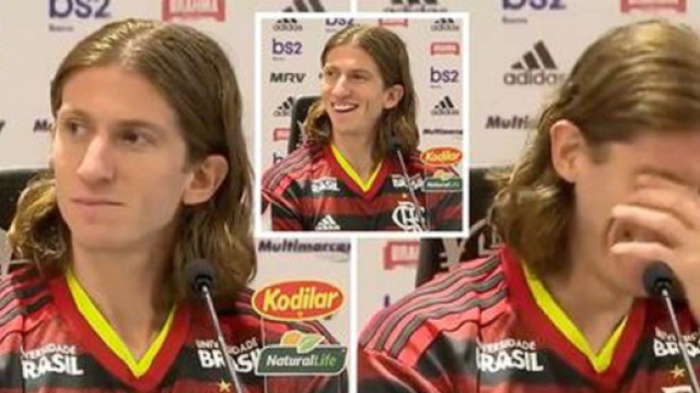 La pr&eacute;sentation de Filipe Luis &agrave; Flamengo interrompue par un audio 'os&eacute;' (capture YouTube)