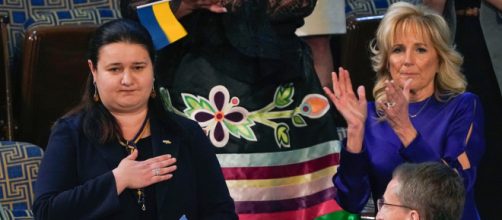 Ukrainian Ambassador Oksana Markarova received a standing ovation at the State of the Union Address. (Image via ABCNews/SCreencap)