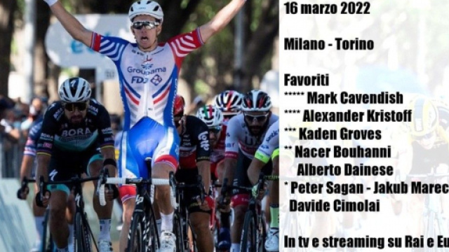 La Milano - Torino si corre mercoled&igrave; 16 marzo con arrivo a Rivoli.