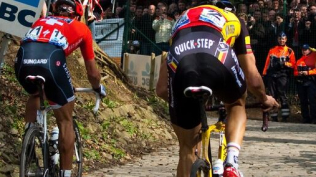 Fabian Cancellara e Tom Boonen al Giro delle Fiandre 2010.
