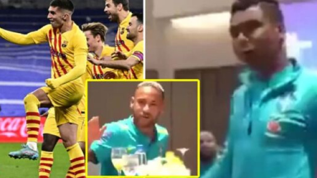 Neymar se moque de Casemiro &agrave; propos de la racl&eacute;e lors du Clasico (captures YouTube)