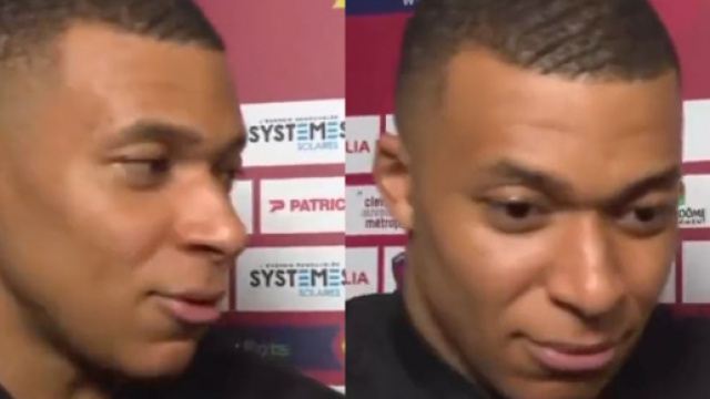 Kylian Mbapp&eacute; apr&egrave;s le succ&egrave;s du PSG sur la pelouse de Clermont. (capture Canal+)