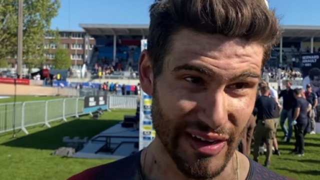 Filippo Ganna al termine della Parigi-Roubaix.