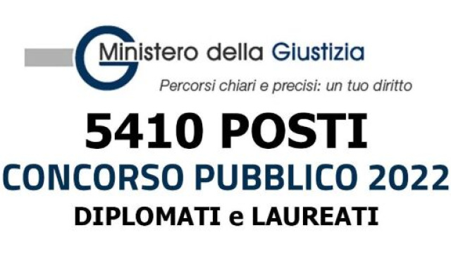 Ministero della Giustizia, concorso per 5410 posti: scadenza della domanda il 28 aprile