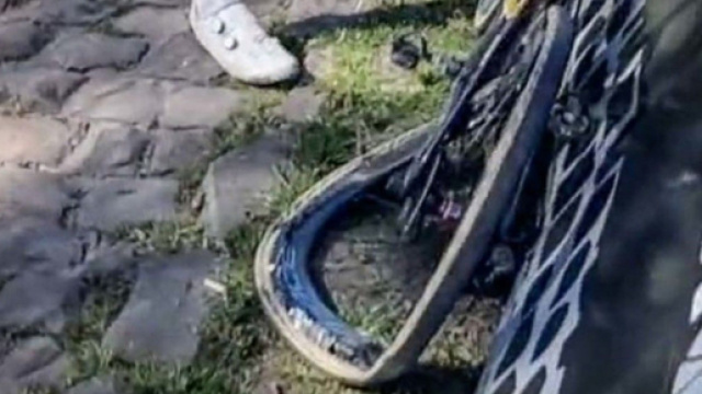 Ciclismo, la ruota della bicicletta di Wout van Aert.