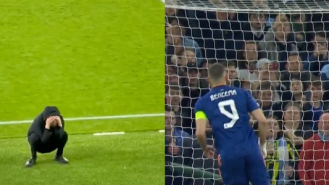 Guardiola choqu&eacute; par le but de Benzema. (cr&eacute;dit capture Canal+)