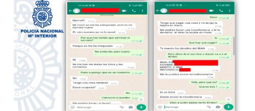 La Polic&iacute;a Nacional comparti&oacute; las capturas de pantalla de una conversaci&oacute;n de WhatsApp entre un estafador y su v&iacute;ctima (RR. SS.)
