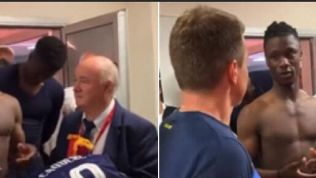 Eduardo Camavinga a rendu hommage au peuple ukrainien ce jeudi soir. (cr&eacute;dit Twitter)